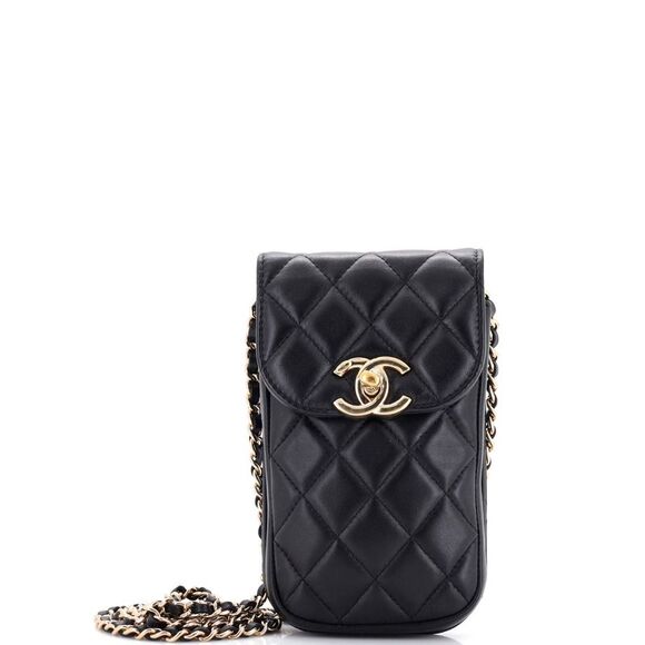 Chanel Handbags - Chanel CC Flap Phone Holder Crossbody Bag Quilted Lambskin Black